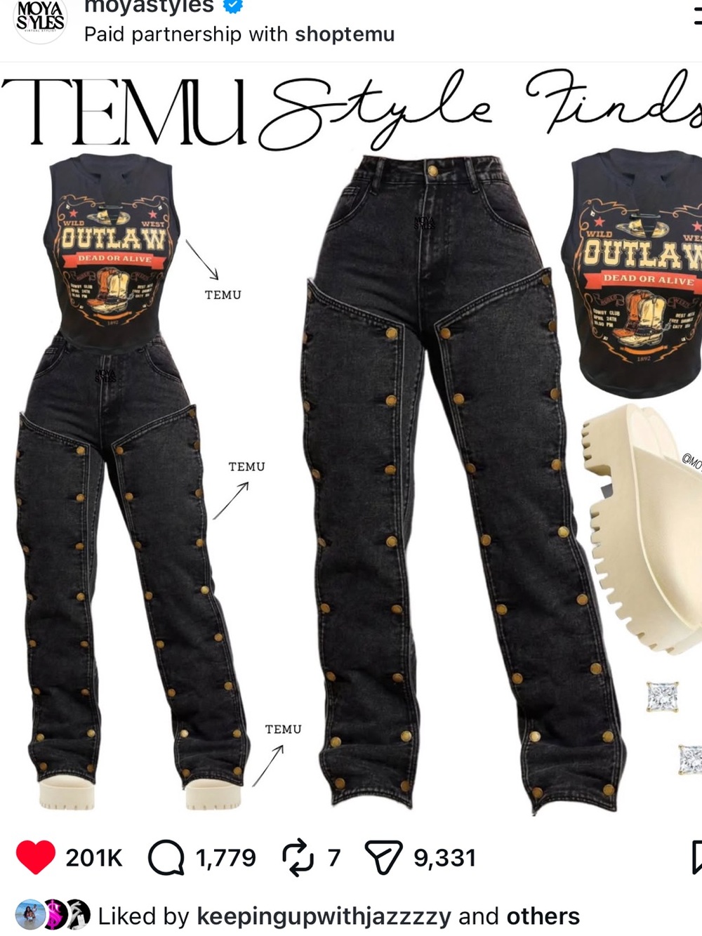 Emu Black High-Rise Accent Button Jeans